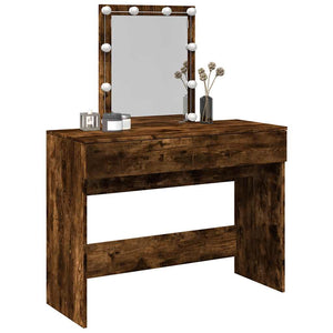 Toeletta con LED Rovere Fumo 100x40x130 cm 848196