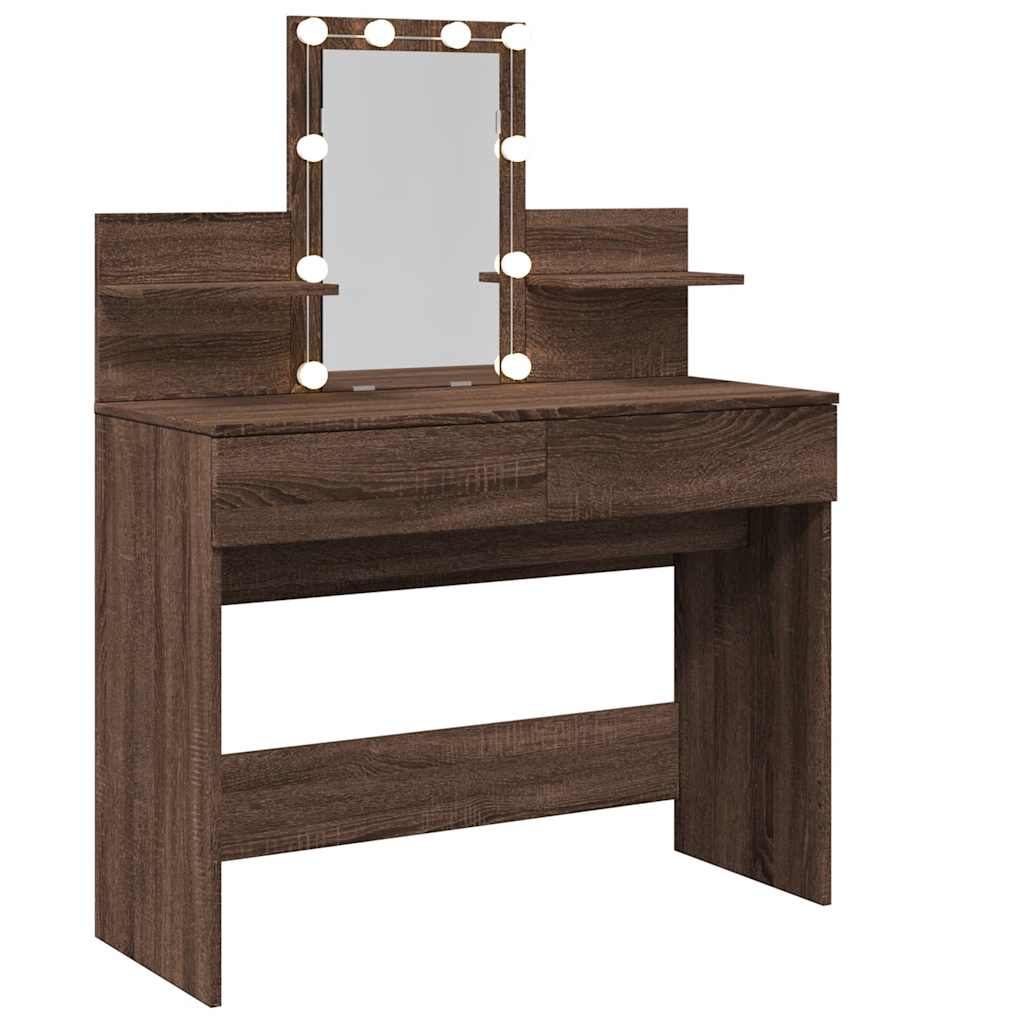 vidaXL Toeletta con LED Rovere Marrone 100x40x130 cm