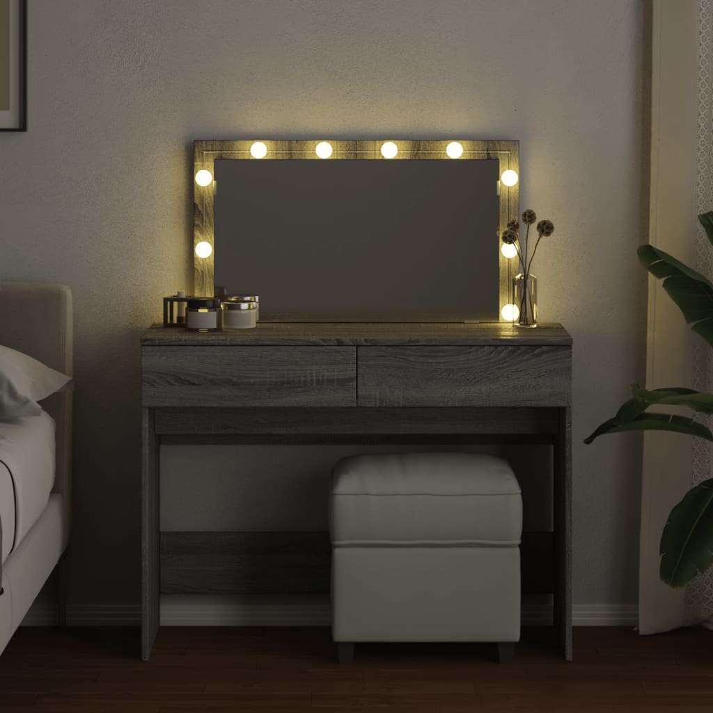 vidaXL Toeletta con LED Grigio Sonoma 100x40x120 cm