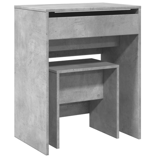 Toeletta e Sgabello Grigio Cemento 60x40x113,5 cm