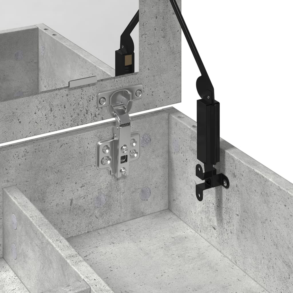 Toeletta con Specchio-Tavolo da Vanit¨¤ Grigio Cemento 73x46,5x120 cm