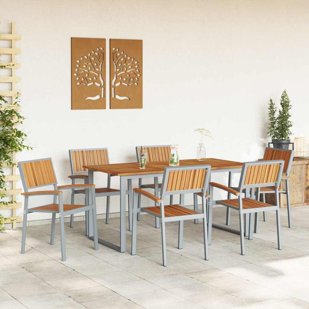 Set da Pranzo per Giardino 7 pcs Grigio e marrone 3284354