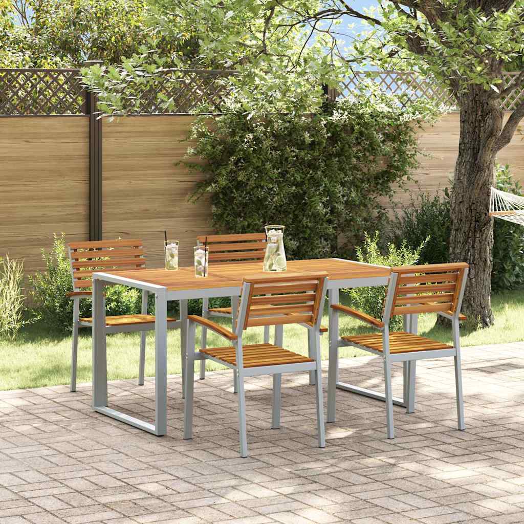 Set da pranzo giardino  5 pezzi legno massello acacia e metallo 3284361