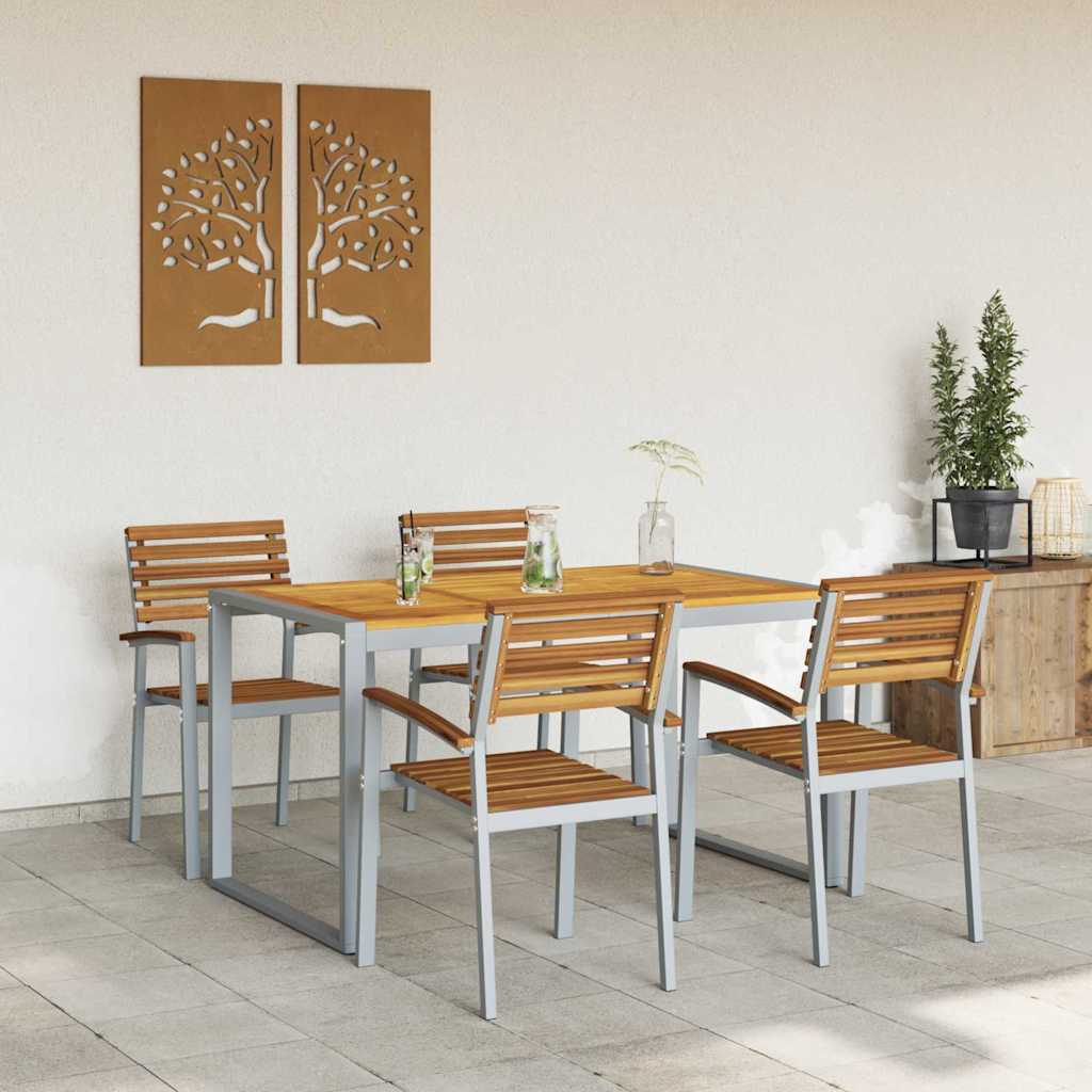 Set da pranzo giardino  5 pezzi legno massello acacia e metallo 3284361