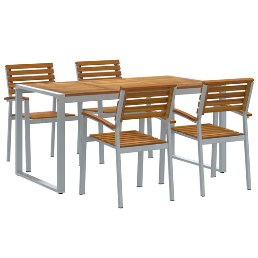 Set da pranzo giardino  5 pezzi legno massello acacia e metallo 3284361
