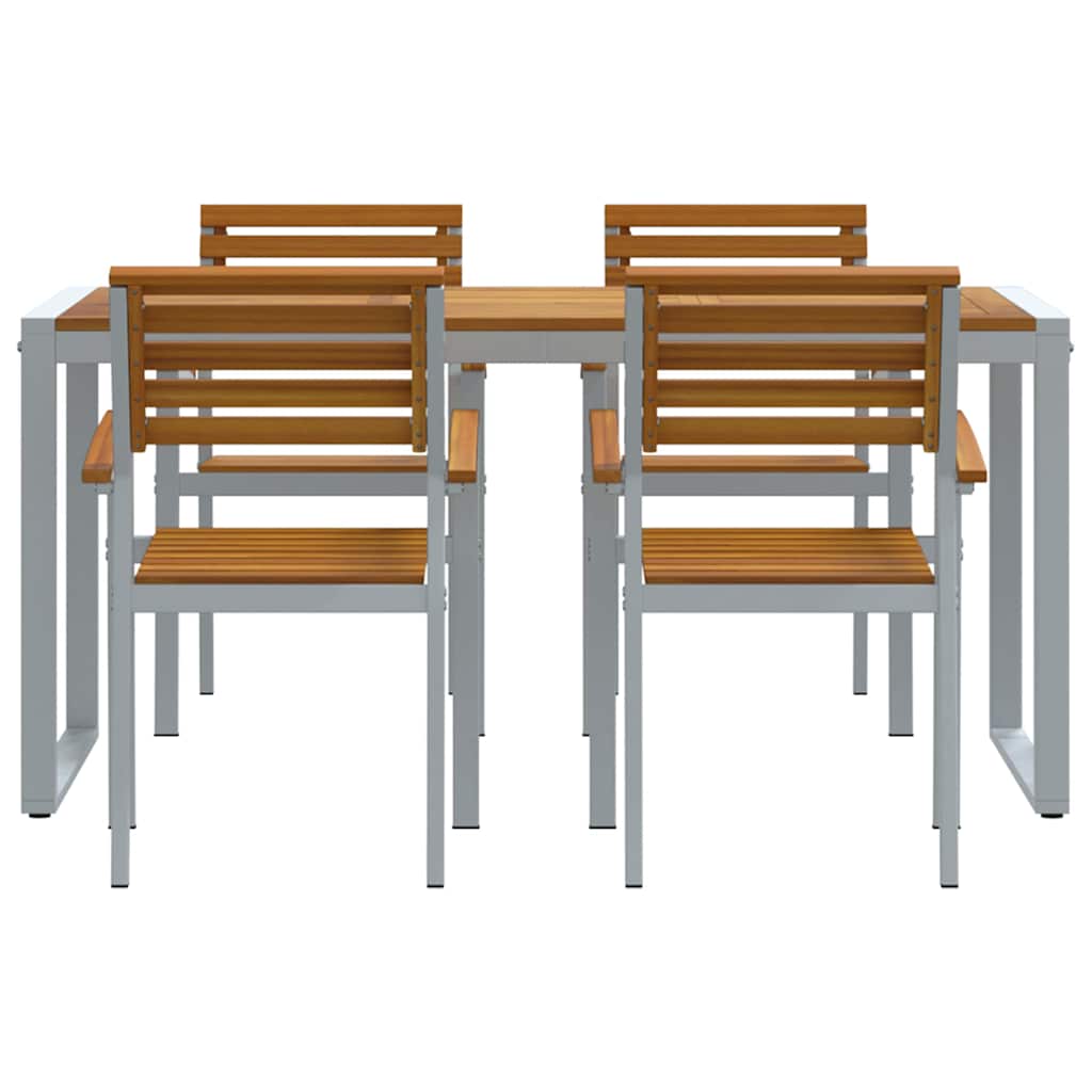 Set da pranzo giardino  5 pezzi legno massello acacia e metallo 3284361