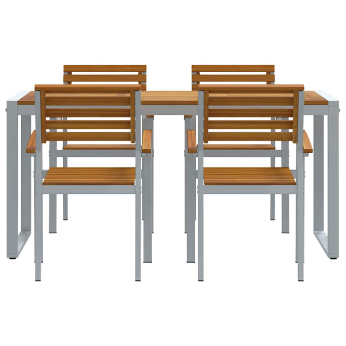 Set da pranzo giardino  5 pezzi legno massello acacia e metallo 3284361