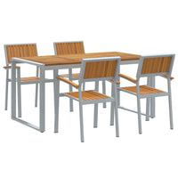 Set da Pranzo da Giardino 5 Pezzi  in Legno Massello Acacia e Metallo 3284369