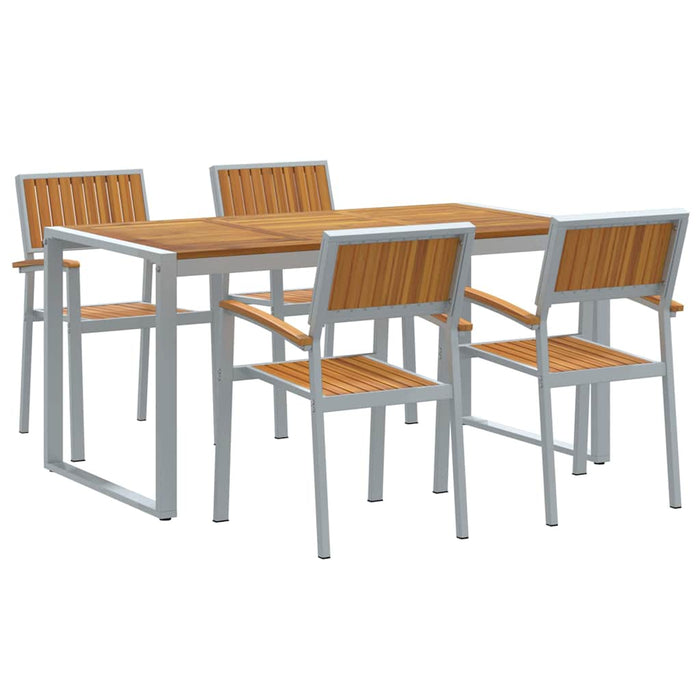Set da Pranzo da Giardino 5 Pezzi  in Legno Massello Acacia e Metallo 3284369