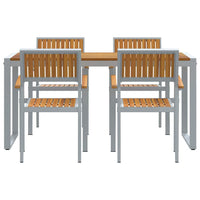 Set da Pranzo da Giardino 5 Pezzi  in Legno Massello Acacia e Metallo 3284369