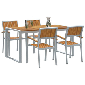 Set da Pranzo da Giardino 5 Pezzi  in Legno Massello Acacia e Metallo 3284369