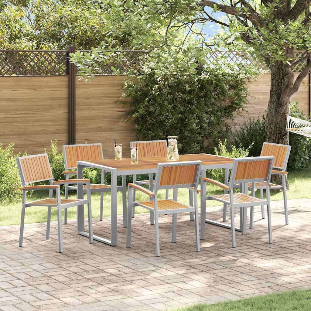 Set da Pranzo da Giardino 7 Pezzi in Legno Massello di Acacia e Metallo 3284370