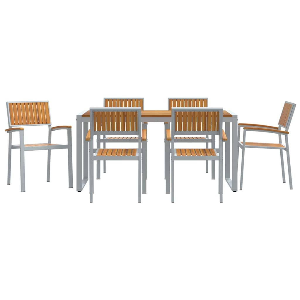 Set da Pranzo da Giardino 7 Pezzi in Legno Massello di Acacia e Metallo 3284370