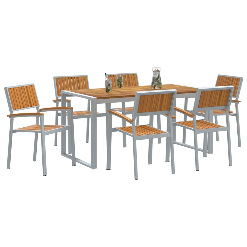Set da Pranzo da Giardino 7 Pezzi in Legno Massello di Acacia e Metallo 3284370