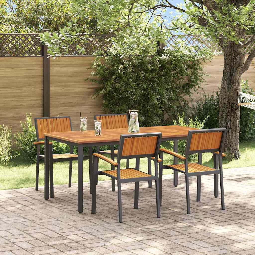 Set da Pranzo per Giardino 5 pcs Nero e marrone 3284417