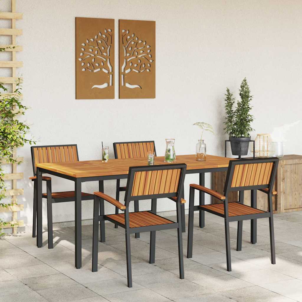 Set da Pranzo per Giardino 5 pcs Nero e marrone 3284417