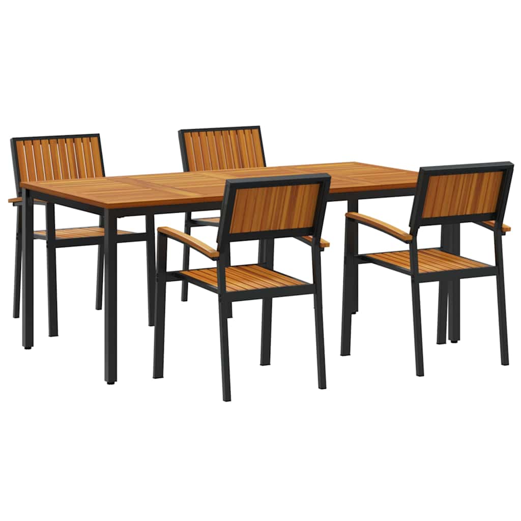 Set da Pranzo per Giardino 5 pcs Nero e marrone 3284417