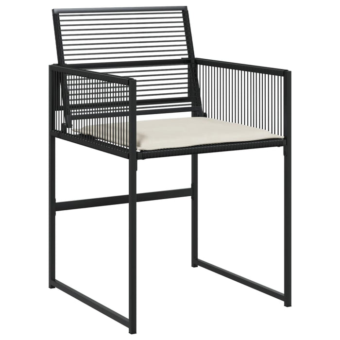 Set da Pranzo da Giardino 9 pz con Cuscini Nero in Polyrattan 3295010