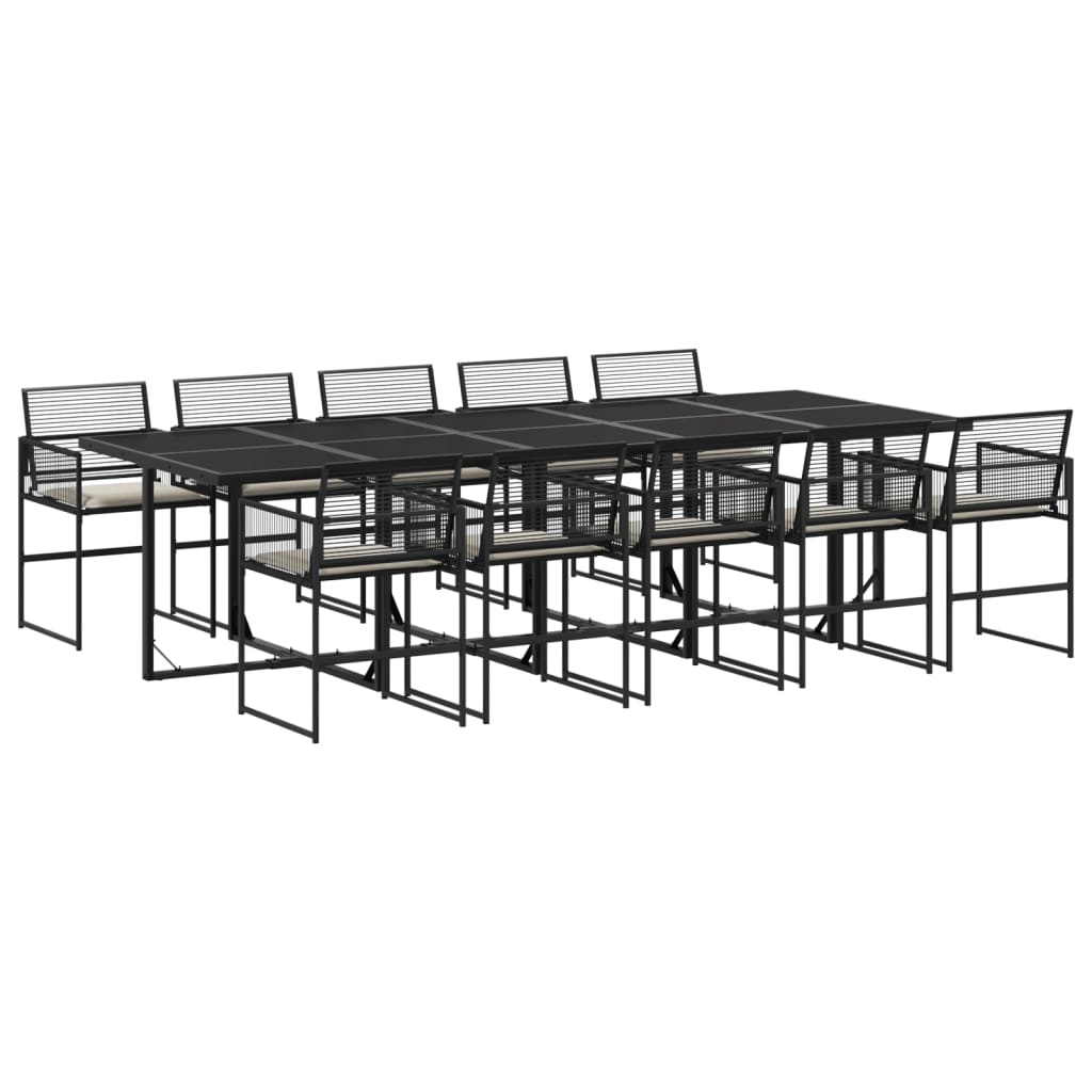 Set da Pranzo da Giardino 11 pz con Cuscini in Polyrattan Nero 3295011