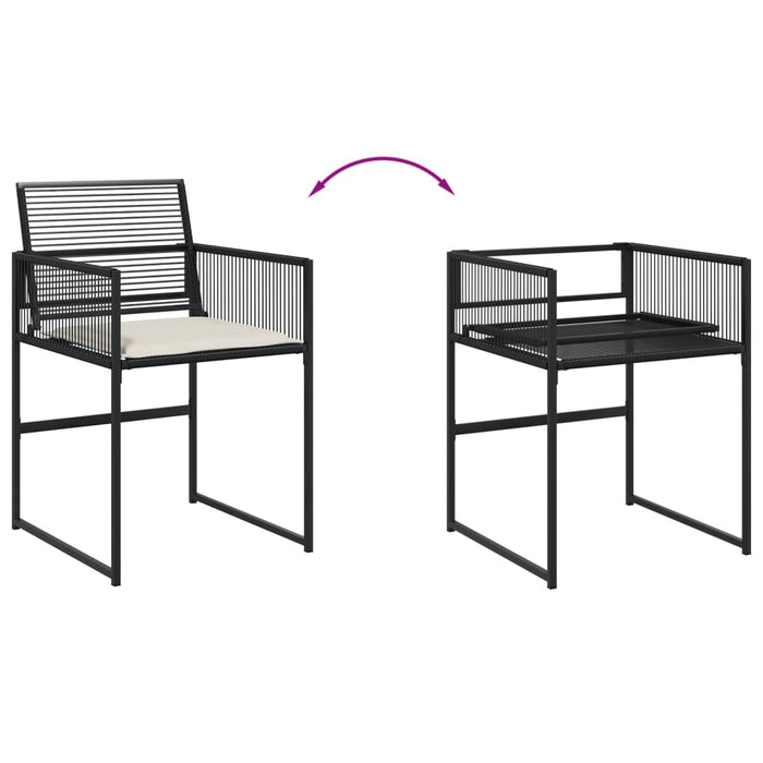 Set da Pranzo da Giardino 11 pz con Cuscini in Polyrattan Nero 3295011