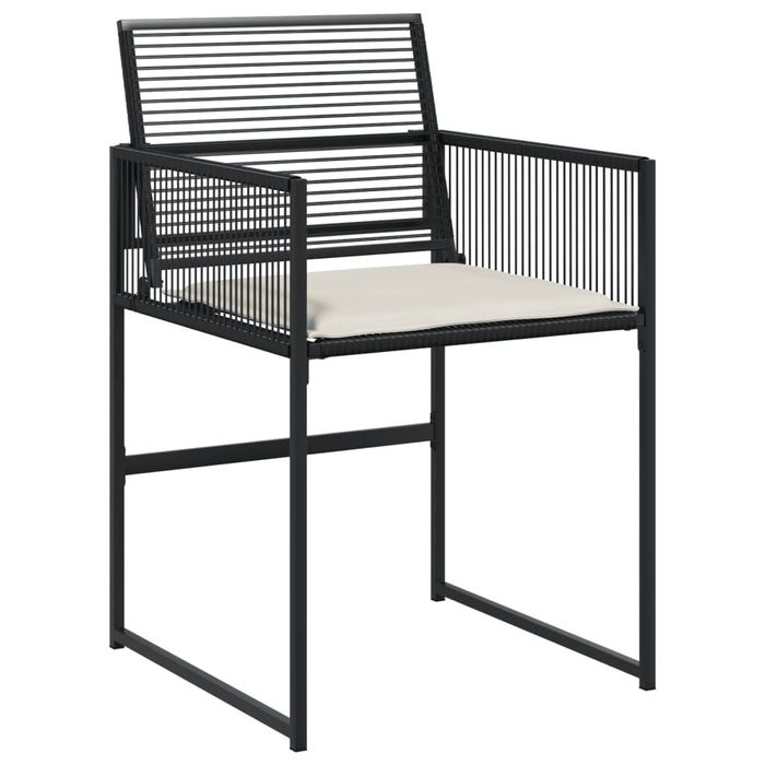 Set da Pranzo da Giardino 9 pz con Cuscini Nero in Polyrattan 3295013