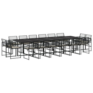 Set da Pranzo da Giardino 17 pz con Cuscini Nero in Polyrattan 3295017