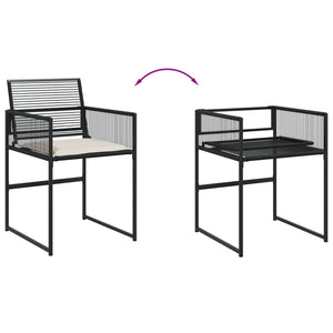 Set da Pranzo da Giardino 13pz con Cuscini Nero in Polyrattan 3295020