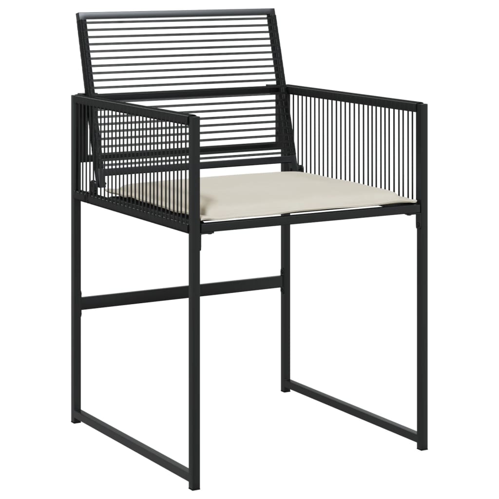 Set da Pranzo da Giardino 5 pz Nero con Cuscini in Polyrattan 3295023