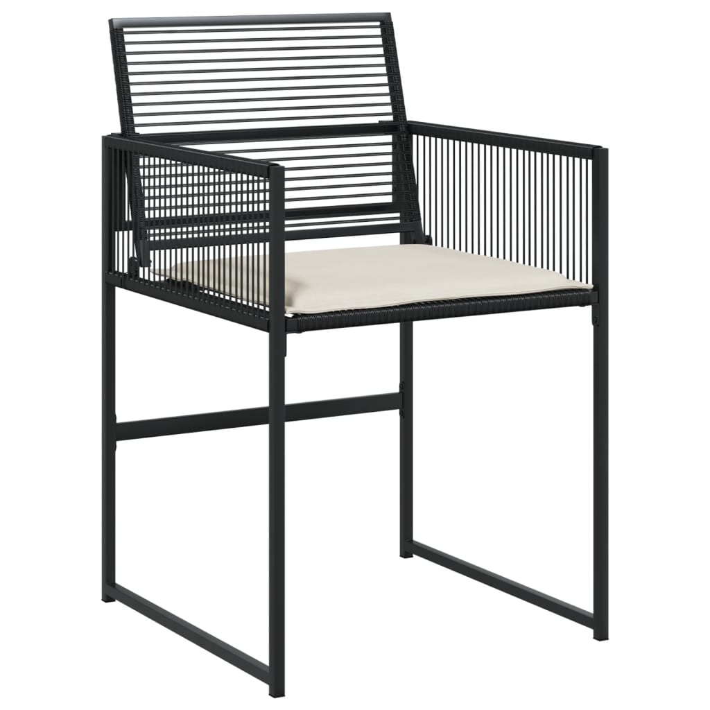 Set da Pranzo da Giardino 17 pz con Cuscini Nero in Polyrattan 3295032