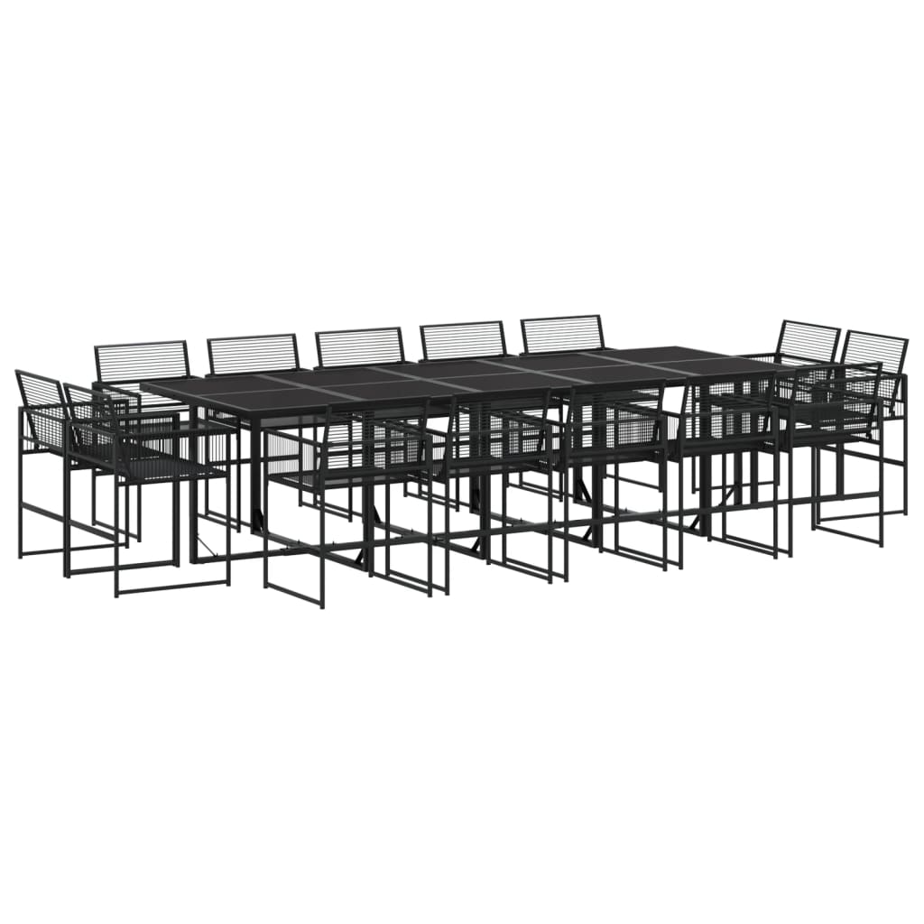 Set da Pranzo da Giardino 15 pz Nero in Polyrattan 3295041