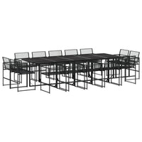 Set da Pranzo da Giardino 15 pz Nero in Polyrattan 3295041