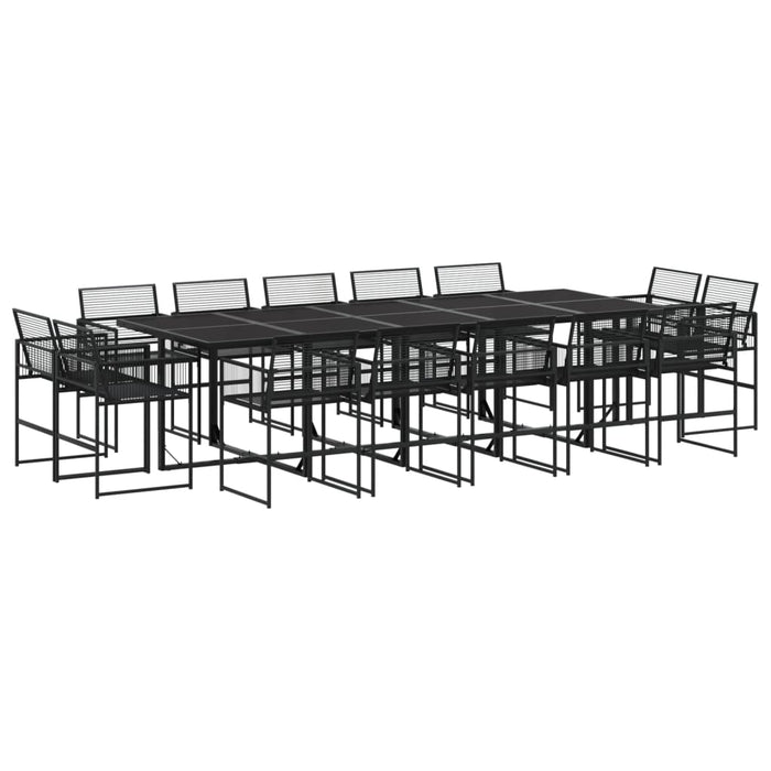 Set da Pranzo da Giardino 15 pz Nero in Polyrattan 3295041
