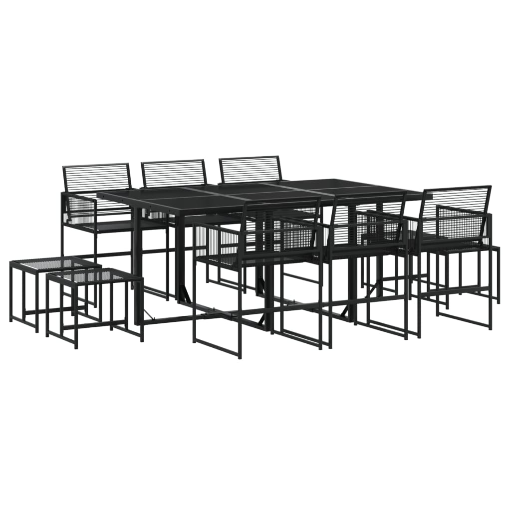 Set da Pranzo da Giardino 11 pz in Polyrattan Nero 3295044