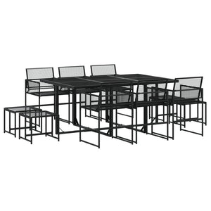 Set da Pranzo da Giardino 11 pz in Polyrattan Nero 3295044