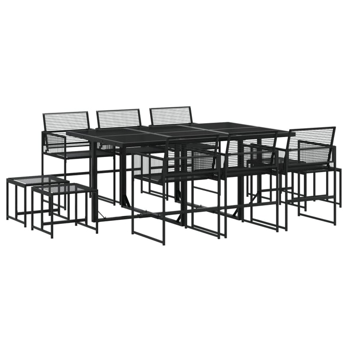 Set da Pranzo da Giardino 11 pz in Polyrattan Nero 3295044