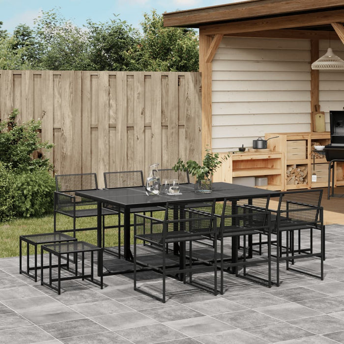 Set da Pranzo da Giardino 11 pz in Polyrattan Nero 3295044