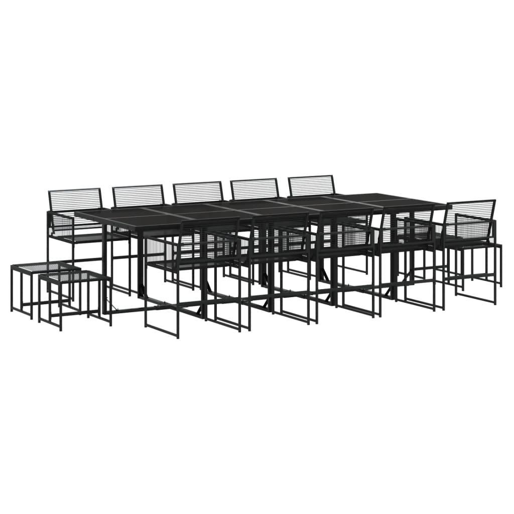 Set da Pranzo da Giardino 15 pz Nero in Polyrattan 3295046