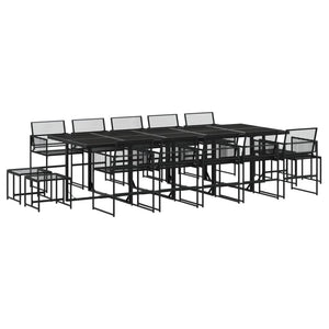 Set da Pranzo da Giardino 15 pz Nero in Polyrattan 3295046