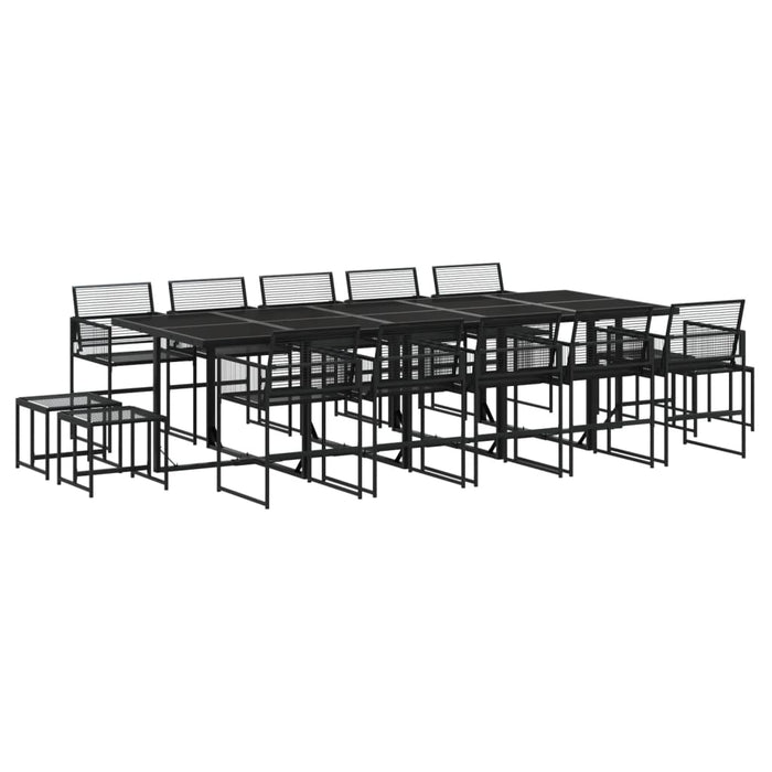 Set da Pranzo da Giardino 15 pz Nero in Polyrattan 3295046