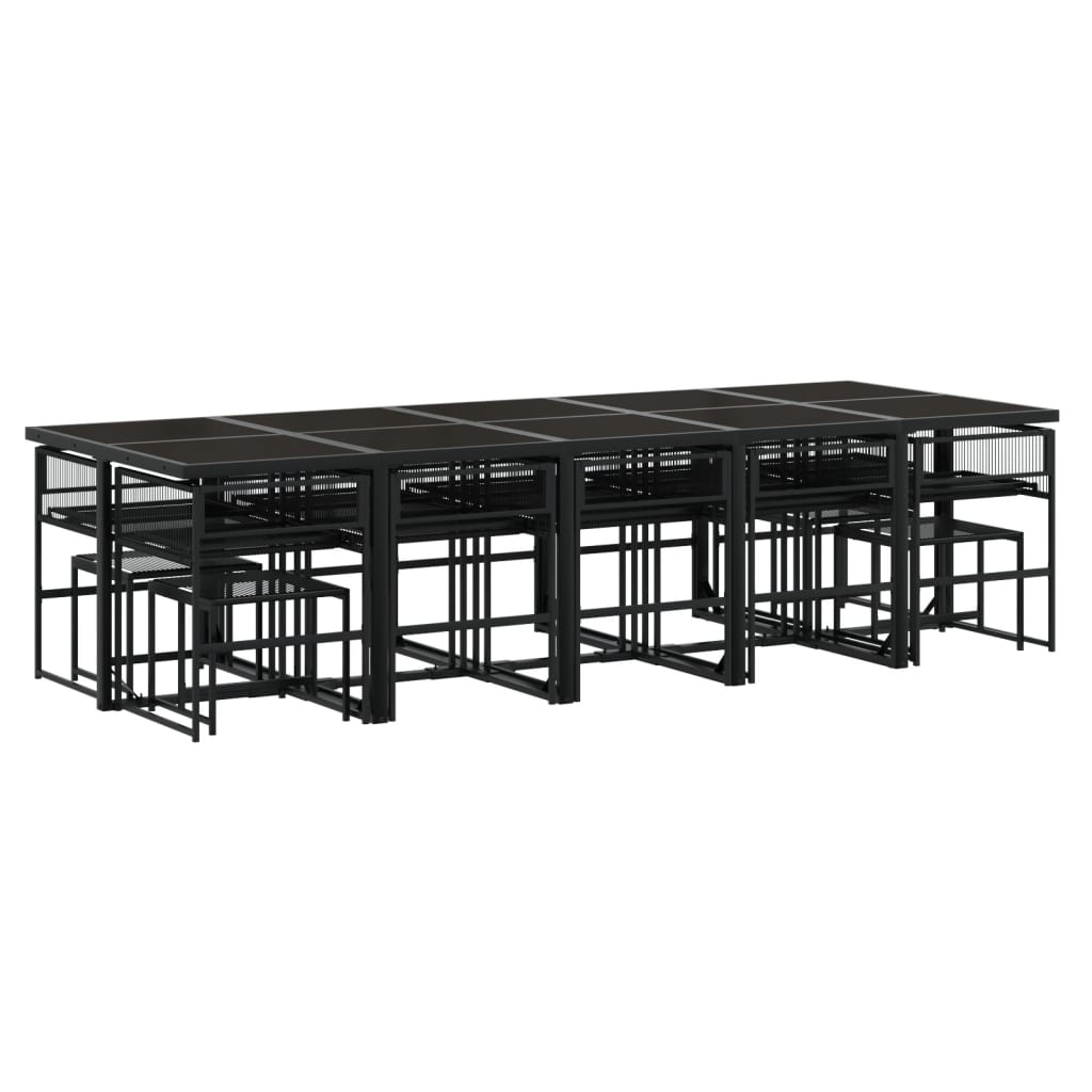 Set da Pranzo da Giardino 15 pz Nero in Polyrattan 3295046