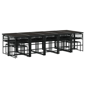 Set da Pranzo da Giardino 15 pz Nero in Polyrattan 3295046