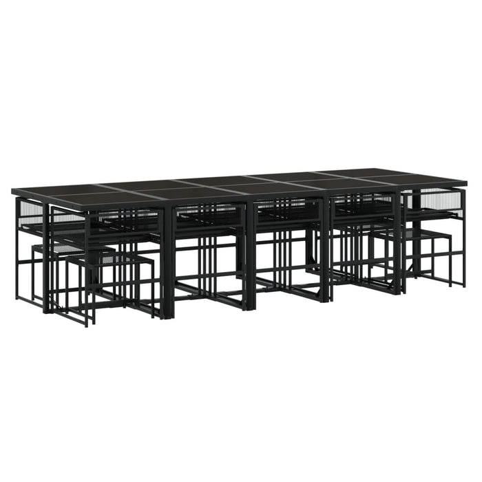 Set da Pranzo da Giardino 15 pz Nero in Polyrattan 3295046