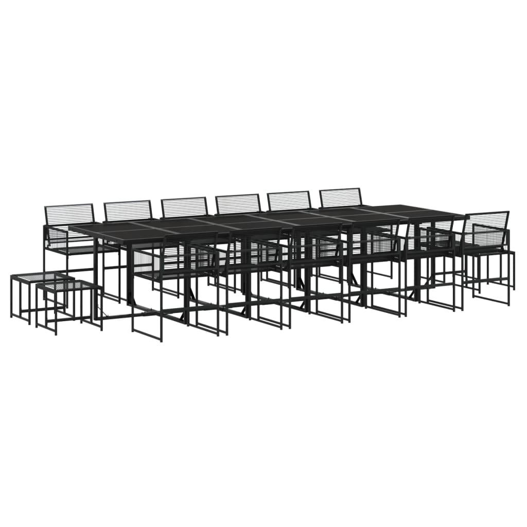 Set da Pranzo da Giardino 17 pz Nero in Polyrattan 3295047