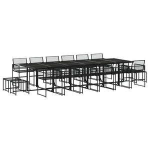 Set da Pranzo da Giardino 17 pz Nero in Polyrattan 3295047