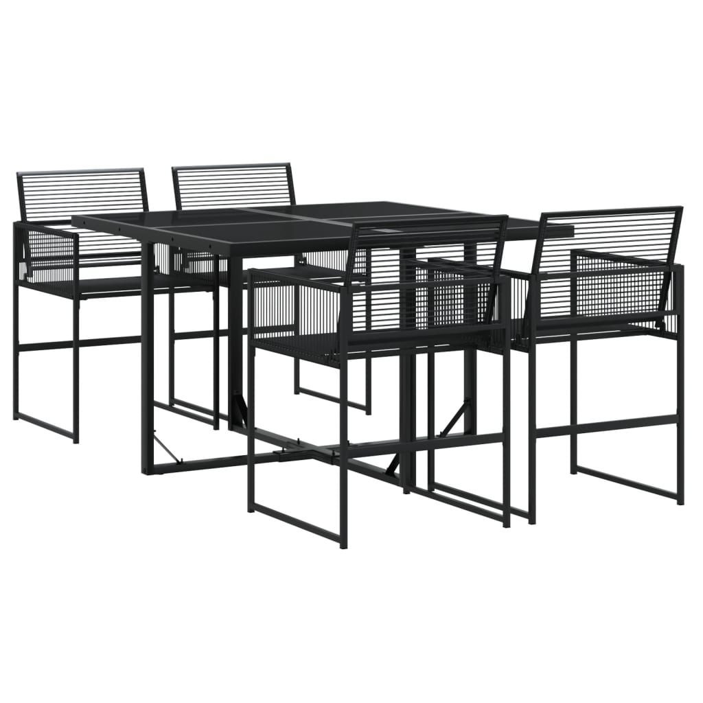 Set da Pranzo da Giardino 5 pz Nero in Polyrattan 3295048