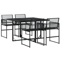 Set da Pranzo da Giardino 5 pz Nero in Polyrattan 3295048