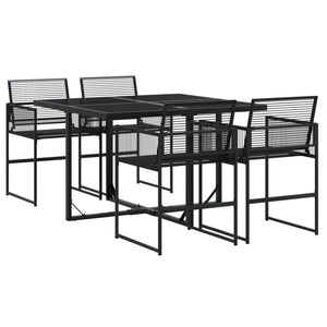 Set da Pranzo da Giardino 5 pz Nero in Polyrattan 3295048