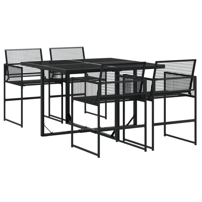 Set da Pranzo da Giardino 5 pz Nero in Polyrattan 3295048