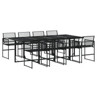 Set da Pranzo da Giardino 9 pz Nero in Polyrattan 3295050