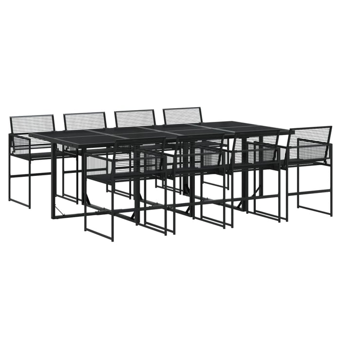 Set da Pranzo da Giardino 9 pz Nero in Polyrattan 3295050